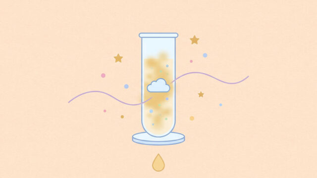 En illustration av ett provrör som innehåller grumlig vätska, omgivet av gnistor och en molnsymbol för att representera otydlighet i urinen.